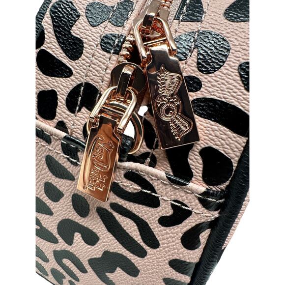 Von Dutch Women's Pink Black Cheetah Small Bowling Crossbody Hand Bag - Picture 8 of 11